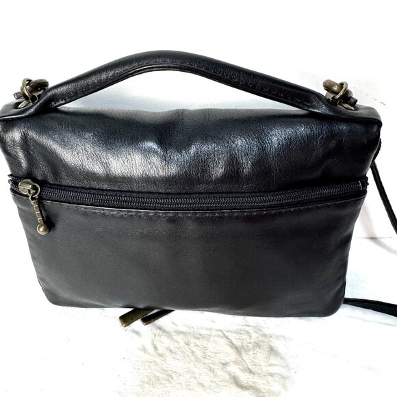 Atelier V Cuir Brown Black Daisy Embossed Leather Shoulder Wallet Clutch Purse W - Picture 7 of 16